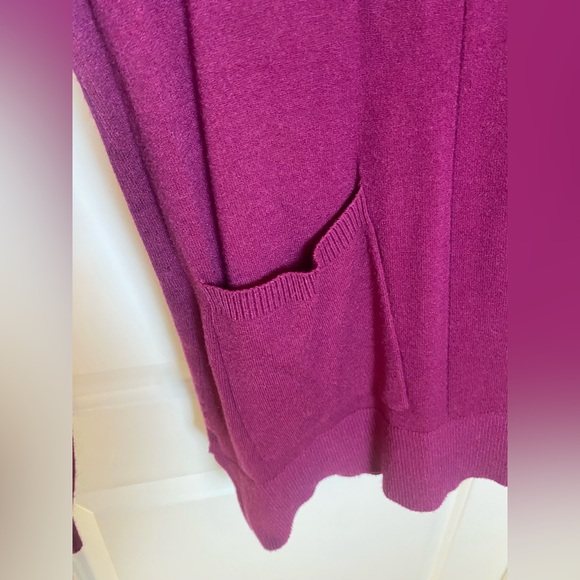 Pink Clover Women’s Magenta Raspberry Open Front Knit Cardigan Size XL Pockets - Picture 7 of 10